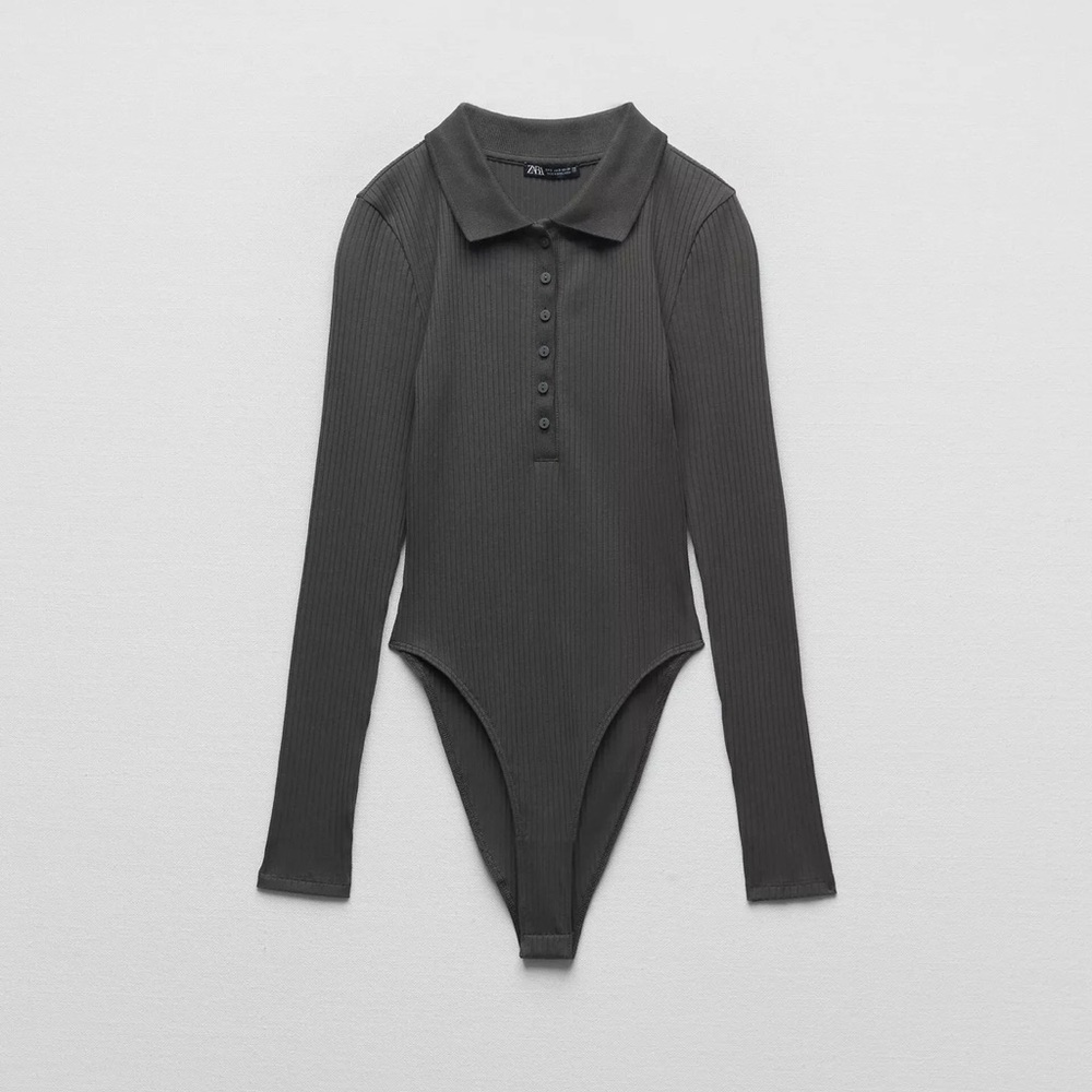 Zara Dark Gray Long Sleeve Bodysuit